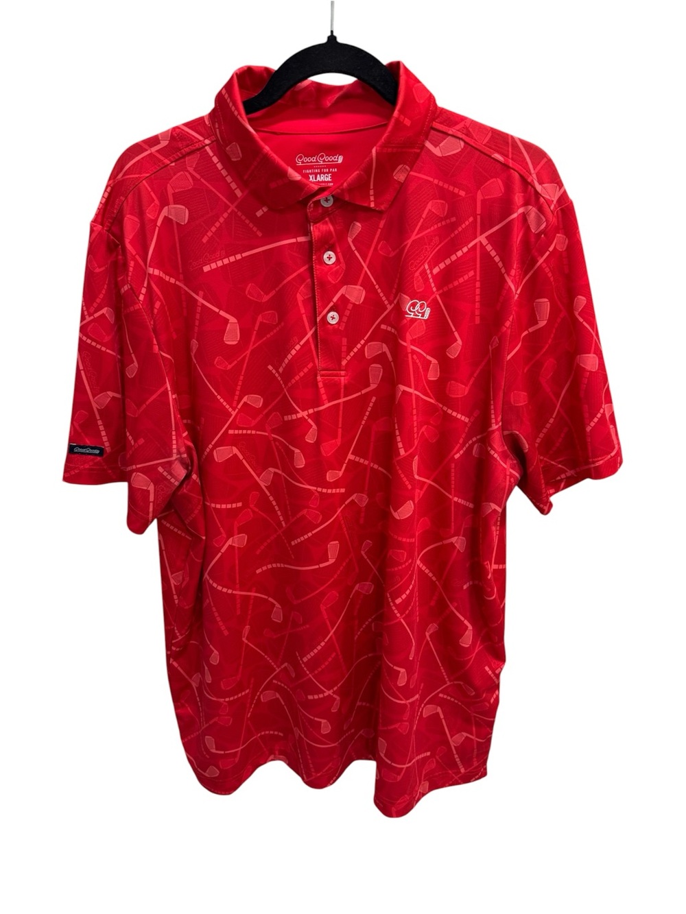 Good Good Golf Polo Shirt Red American Club Performance AOP Stretch Mens XL